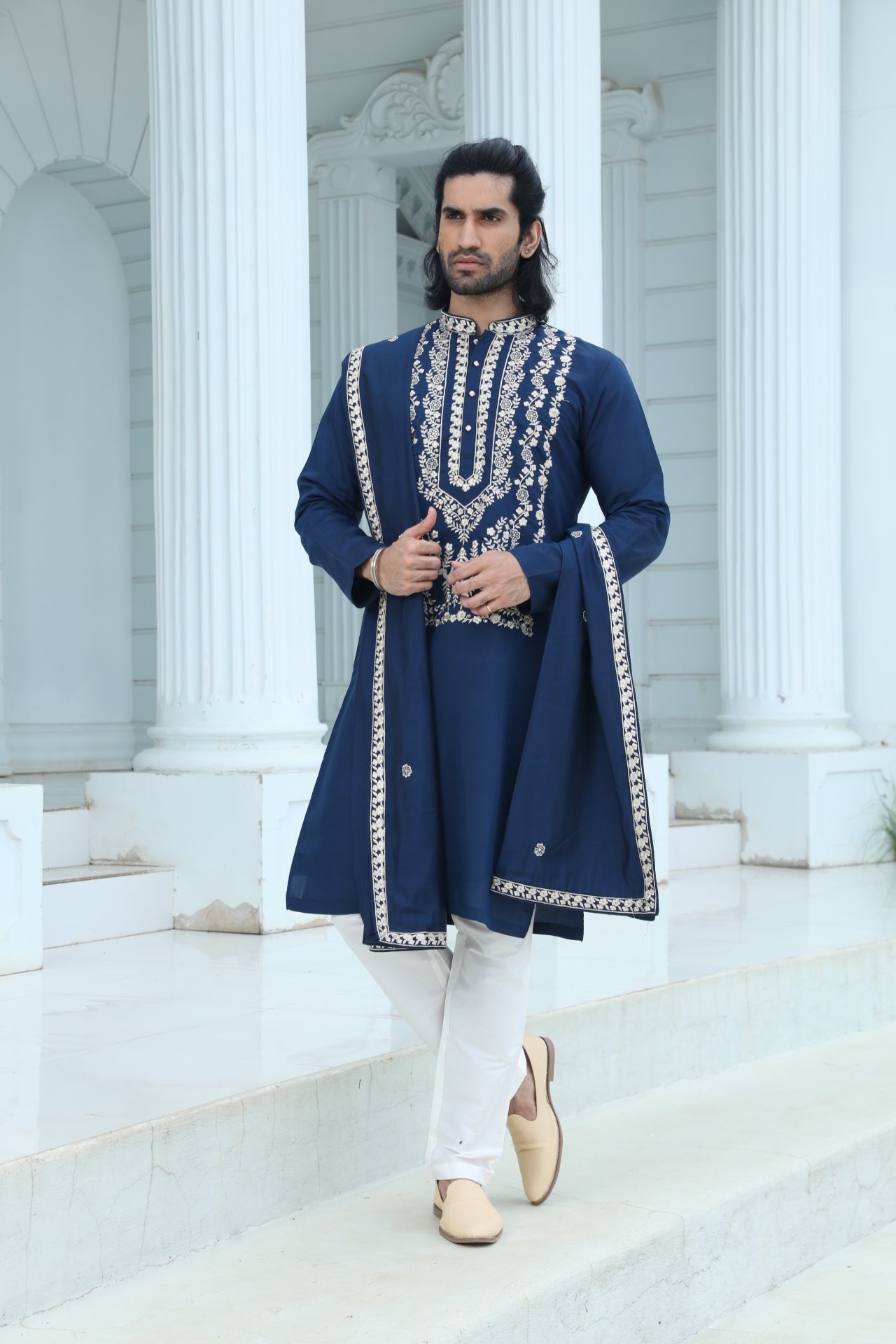 Midnight Blue Embroidered Kurta