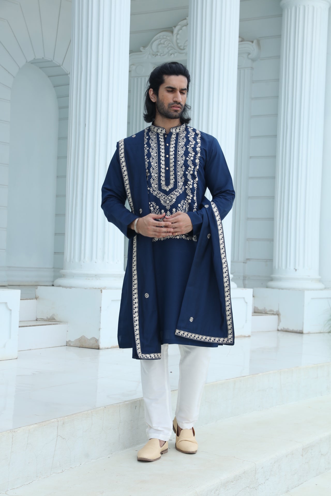 Midnight Blue Embroidered Kurta