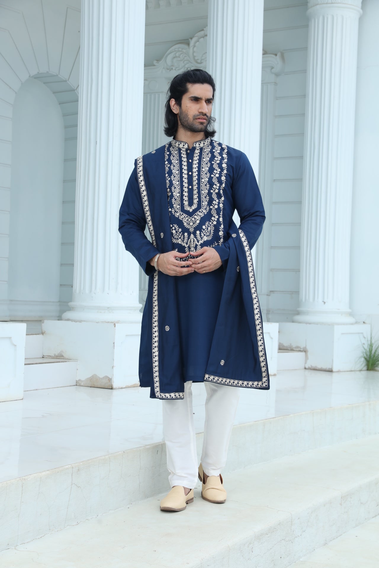 Midnight Blue Embroidered Kurta