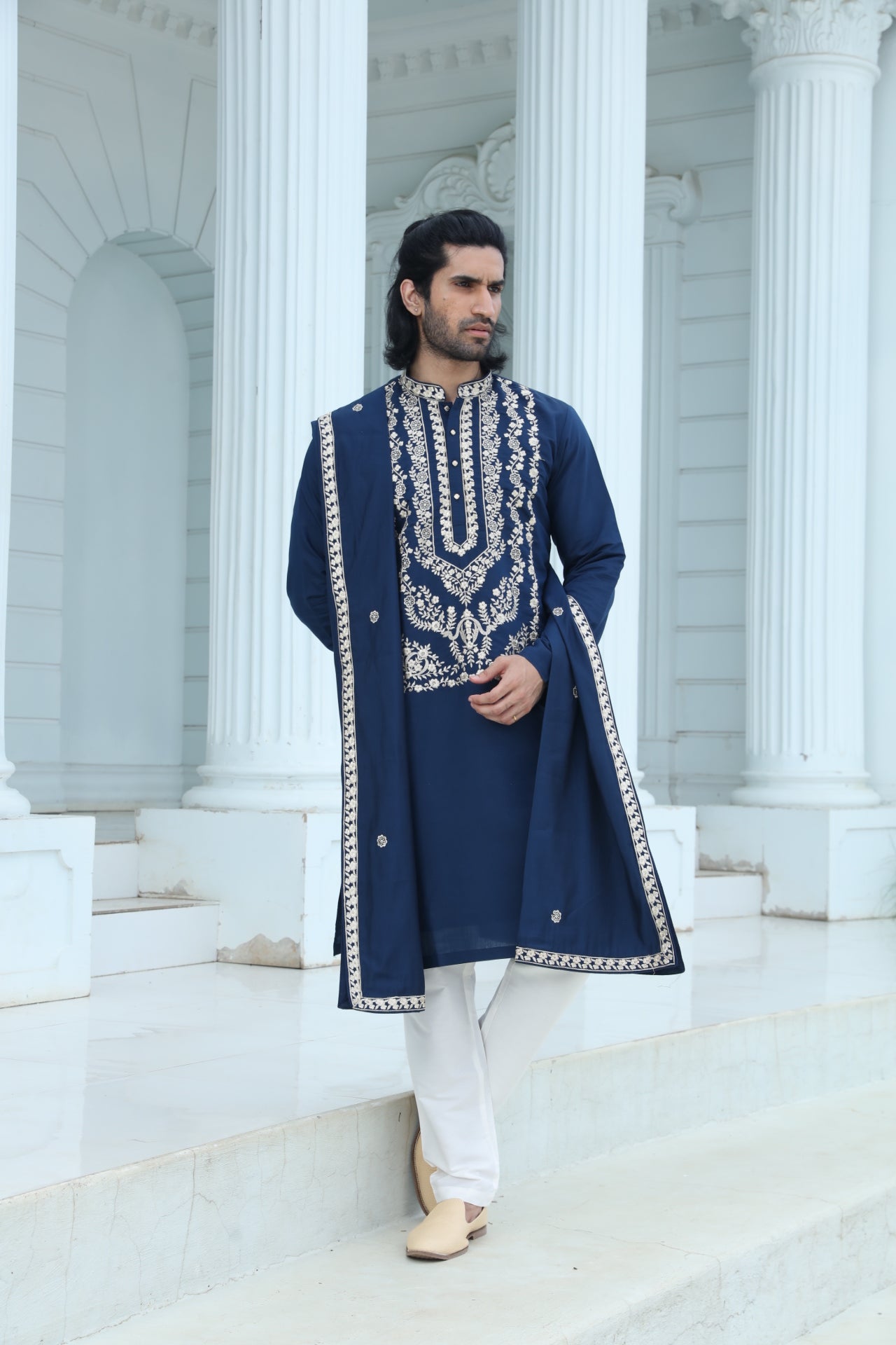 Midnight Blue Embroidered Kurta