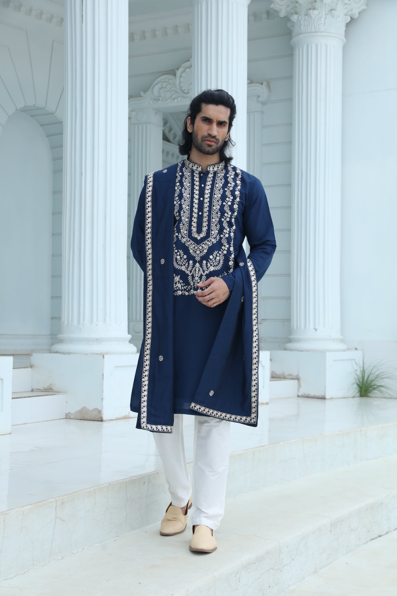 Midnight Blue Embroidered Kurta