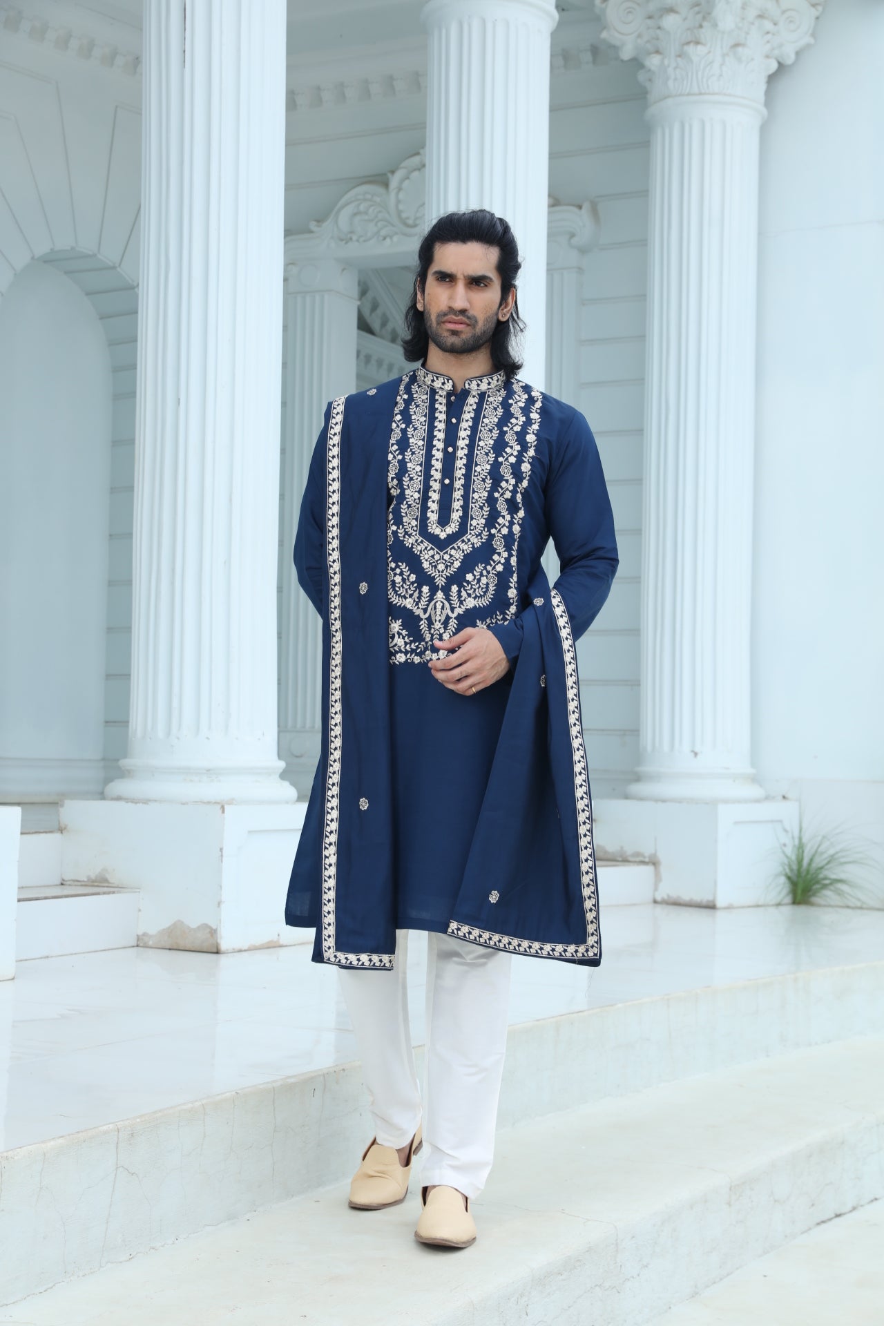 Midnight Blue Embroidered Kurta