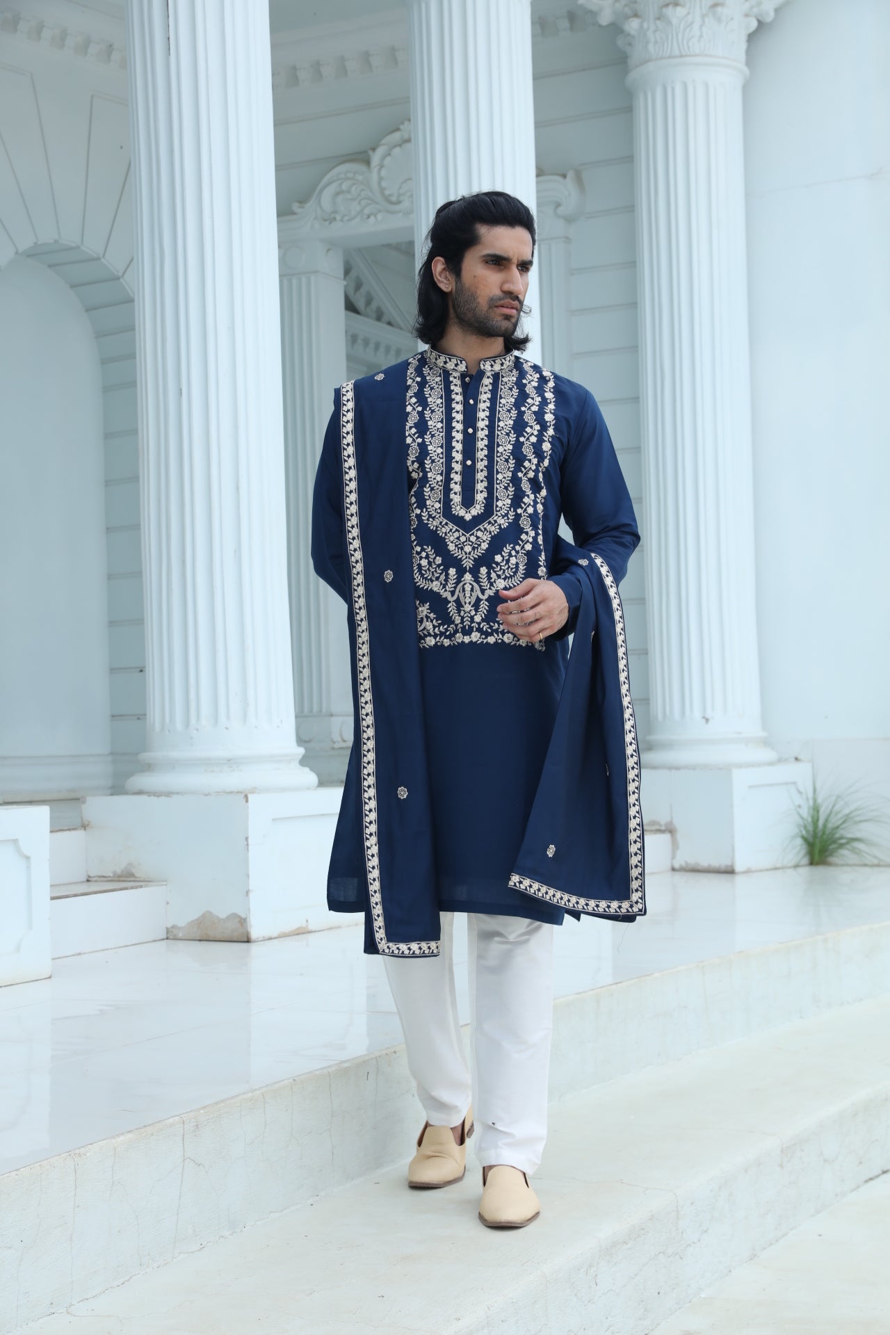 Midnight Blue Embroidered Kurta