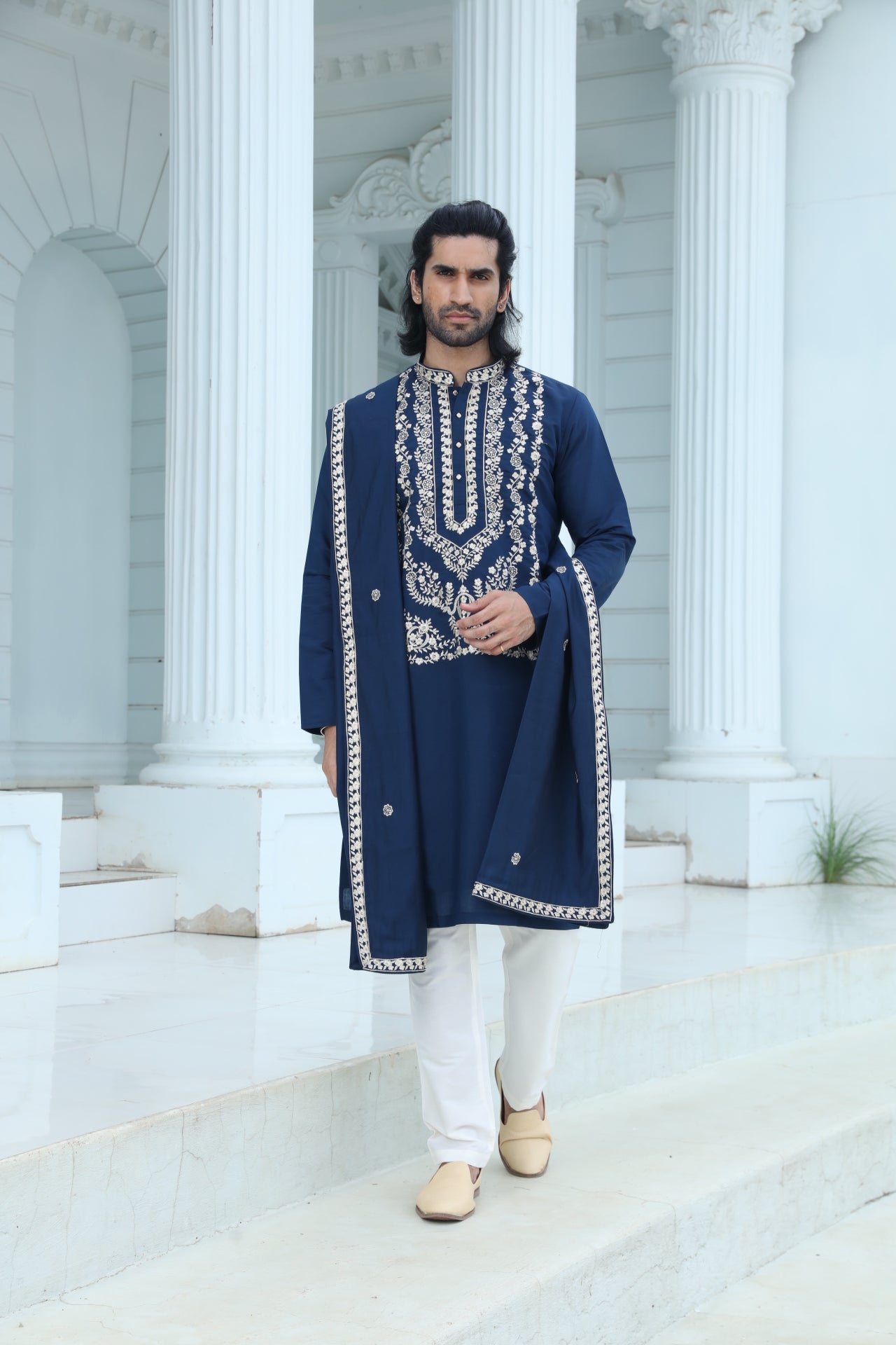 Midnight Blue Embroidered Kurta