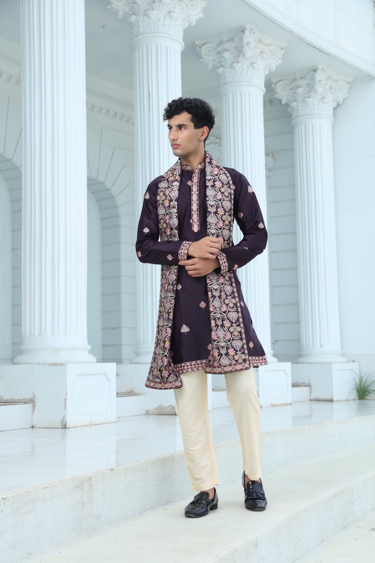 Plum Kurta Set with Butti Motifs