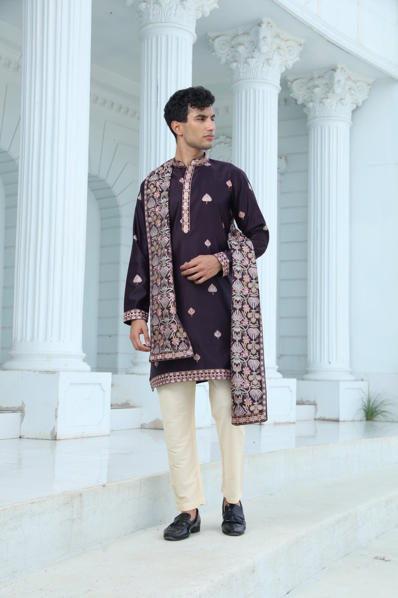 Plum Kurta Set with Butti Motifs