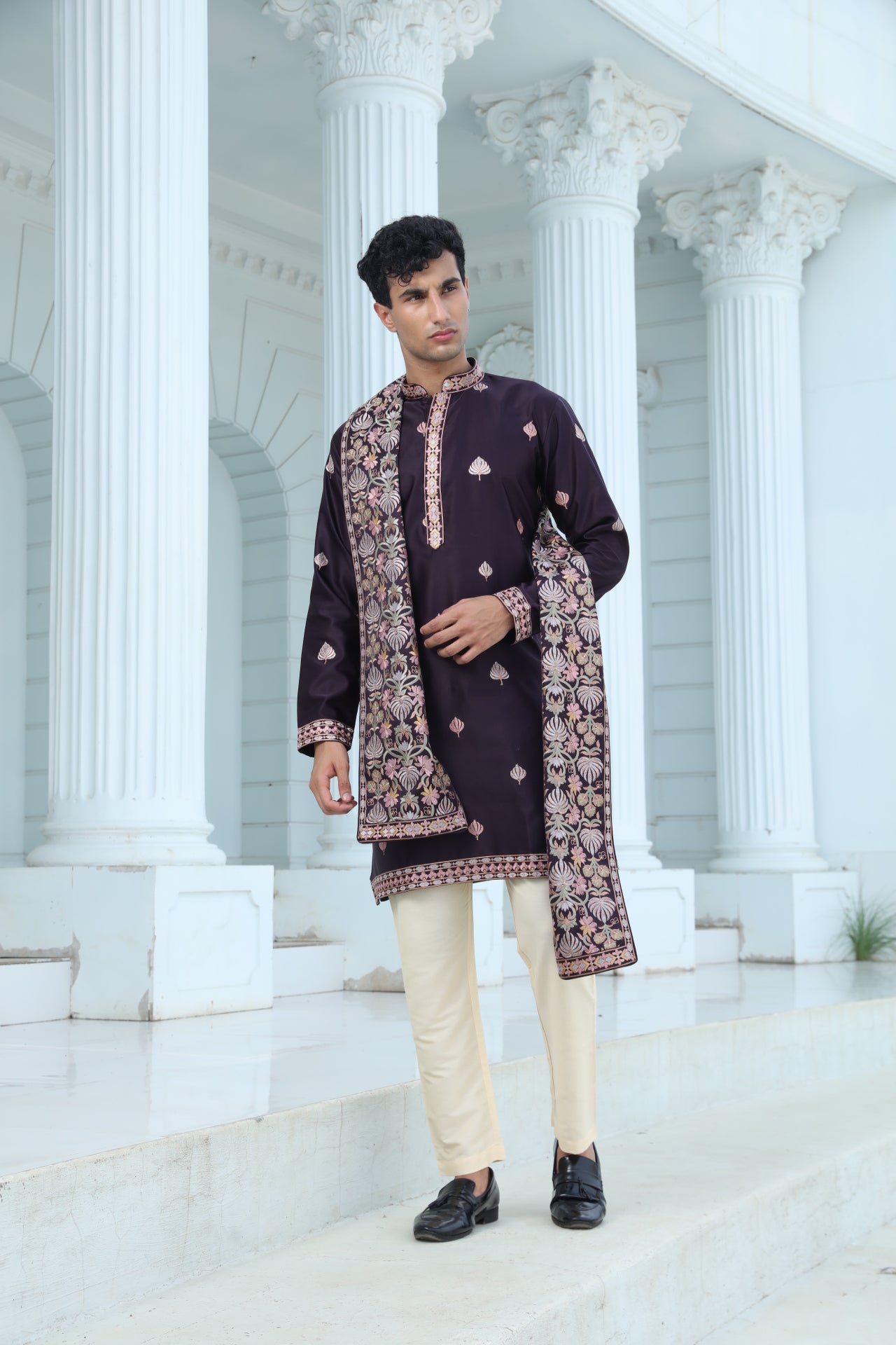 Plum Kurta Set with Butti Motifs