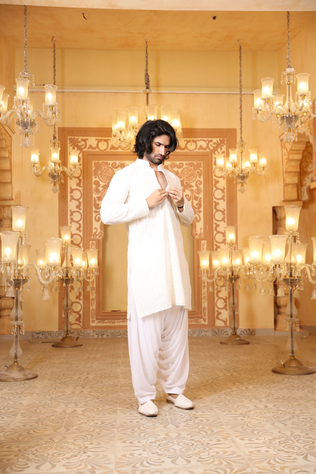 Cream Chikankari kurta
