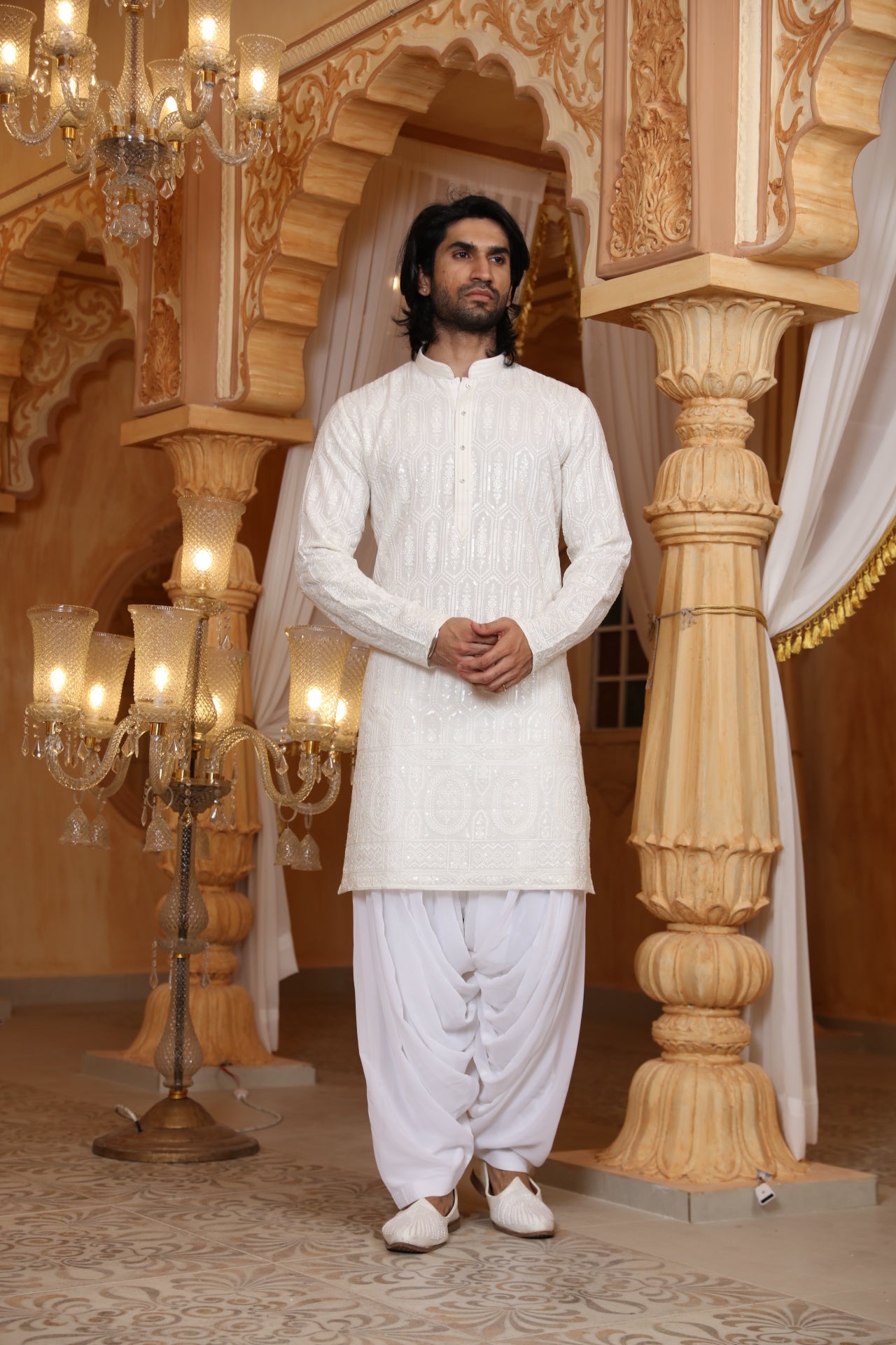 Cream Chikankari kurta