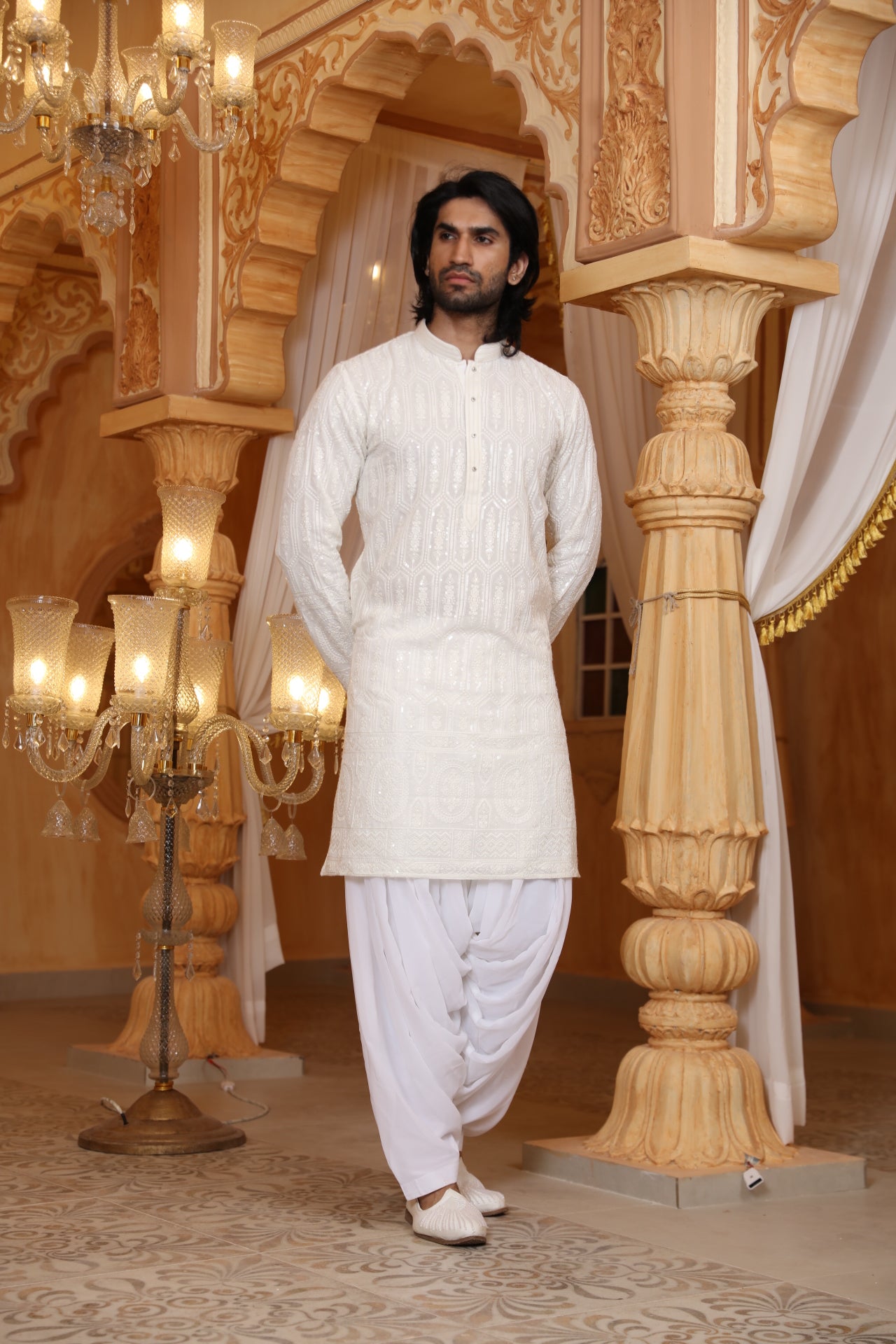 Cream Chikankari kurta