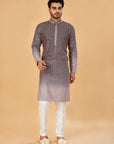Black ombre kurta with pink embroidery