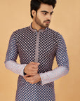 Navy blue ombre kurta with pink embroidery