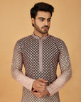 Green ombre kurta with pink embroidery