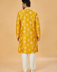 Mustard yellow kurta with white motif work