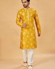 Mustard yellow kurta with white motif work