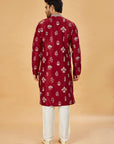 Maroon  kurta with white motif work