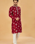 Maroon  kurta with white motif work
