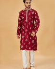 Maroon  kurta with white motif work